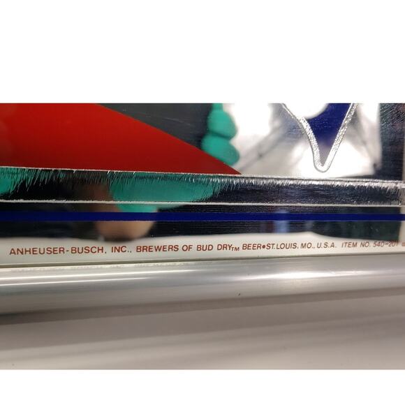 Bud Dry Mirror Bar Sign Budweiser Anheuser-Bush Beer Vintage 1989 USA Man Cave - Picture 9 of 13